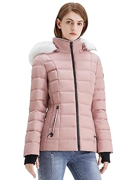 Amazon.com: SLOWTOWN Women's Puffer Jacket Warm Hooded